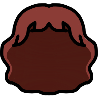a wavy bob of red hair with some bangs.